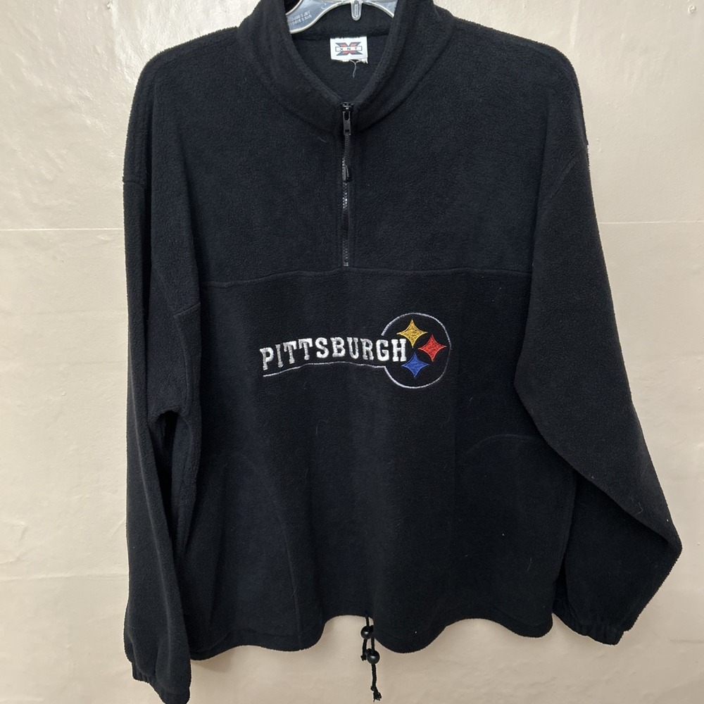 XNT Black Sherpa Fleece Pittsburgh Steelers‎ Embroidered 1/2 Zip Top